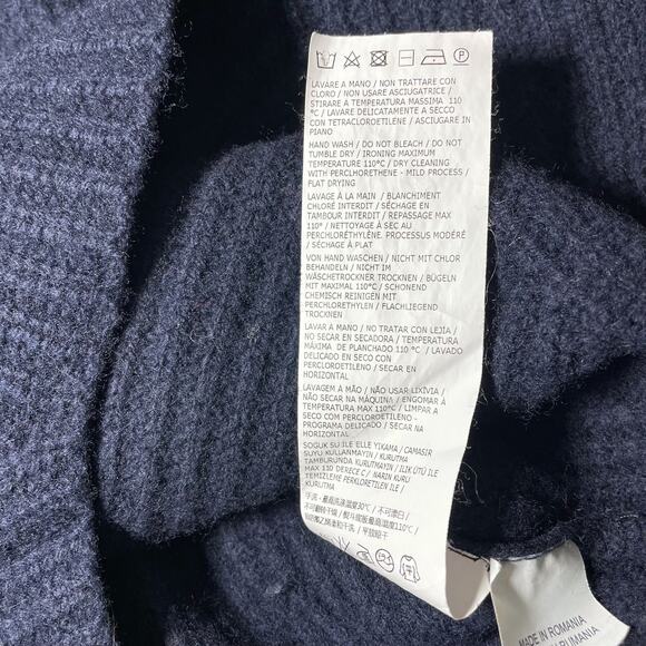 Weekend Max Mara Knit Sweater Virgin Wool Navy Blue Vented Hem Size Large - Picture 4 of 9